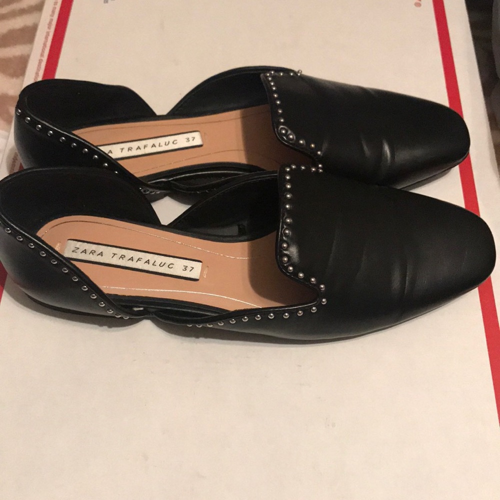 Zara Black Studded Moccasins